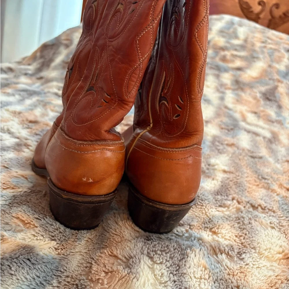 Women's Tan Leather Ankle Boots - Picture 4 of 8